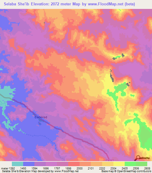 Selaba She'ib,Eritrea Elevation Map