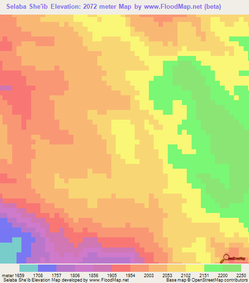 Selaba She'ib,Eritrea Elevation Map