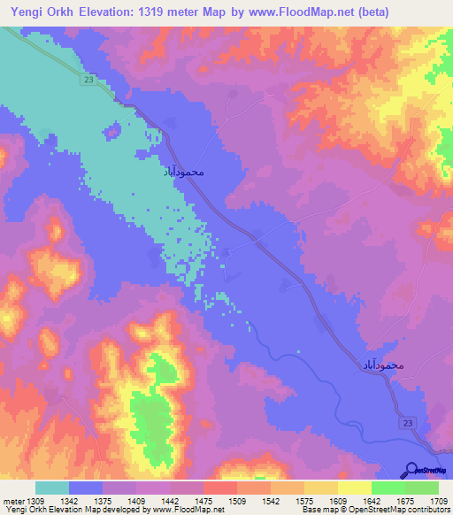 Yengi Orkh,Iran Elevation Map