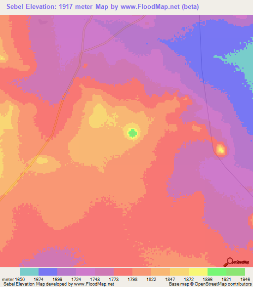 Sebel,Ethiopia Elevation Map