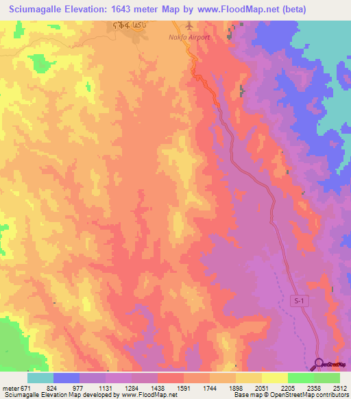 Sciumagalle,Eritrea Elevation Map