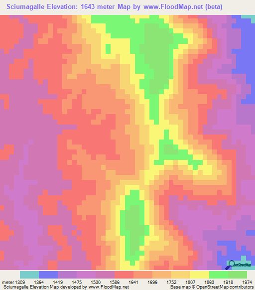 Sciumagalle,Eritrea Elevation Map