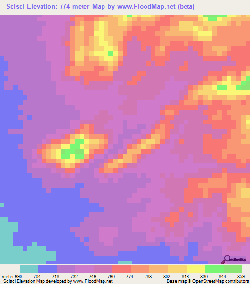 Scisci,Eritrea Elevation Map