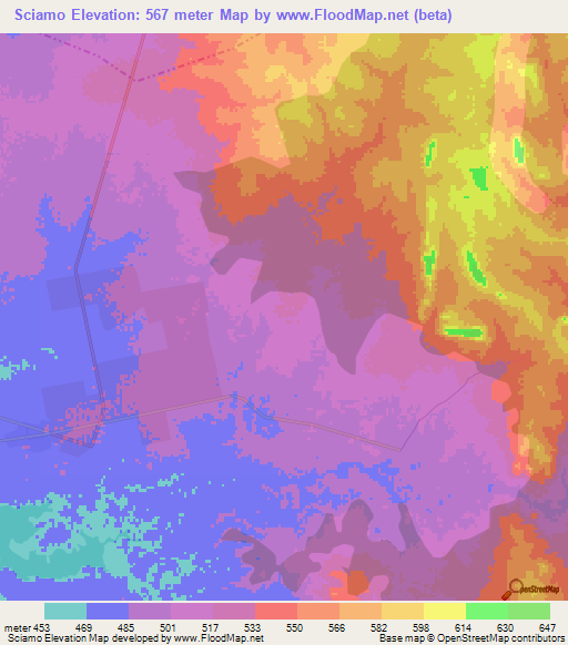 Sciamo,Ethiopia Elevation Map