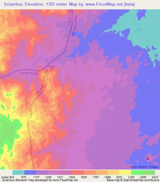 Sciambuc,Ethiopia Elevation Map