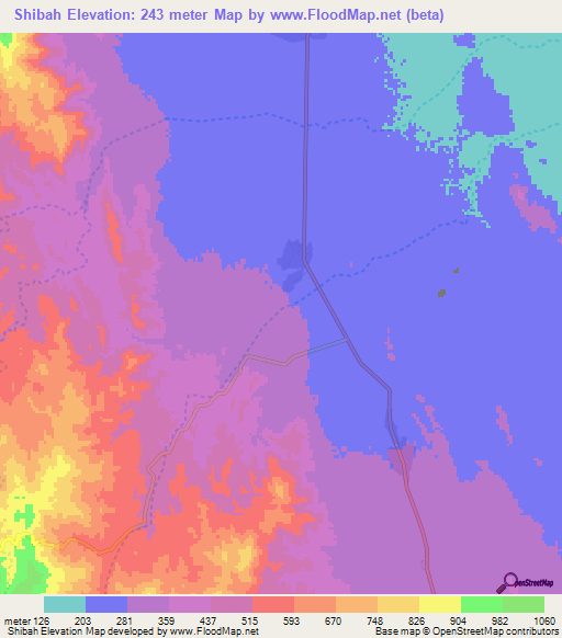 Shibah,Eritrea Elevation Map