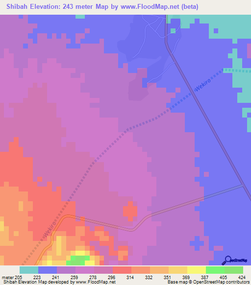 Shibah,Eritrea Elevation Map