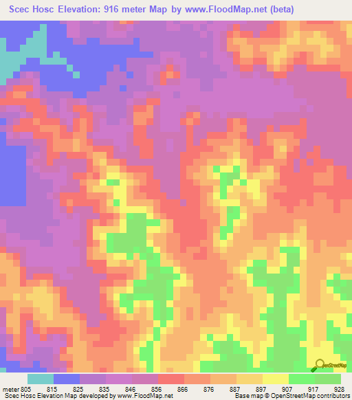 Scec Hosc,Ethiopia Elevation Map