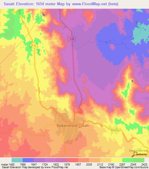 Sasah,Eritrea Elevation Map