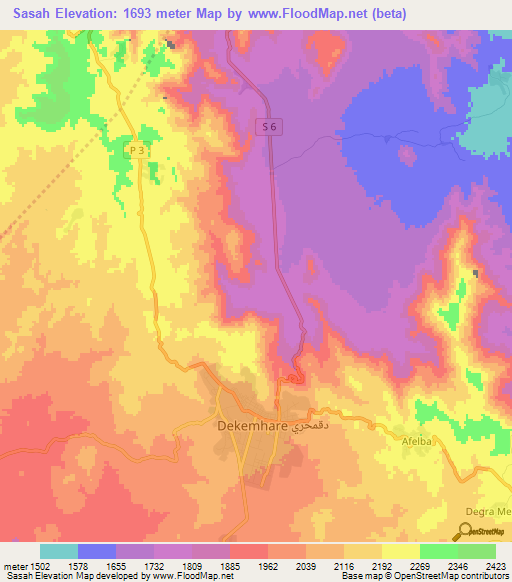 Sasah,Eritrea Elevation Map
