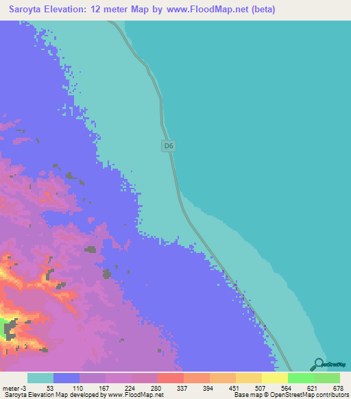 Saroyta,Eritrea Elevation Map