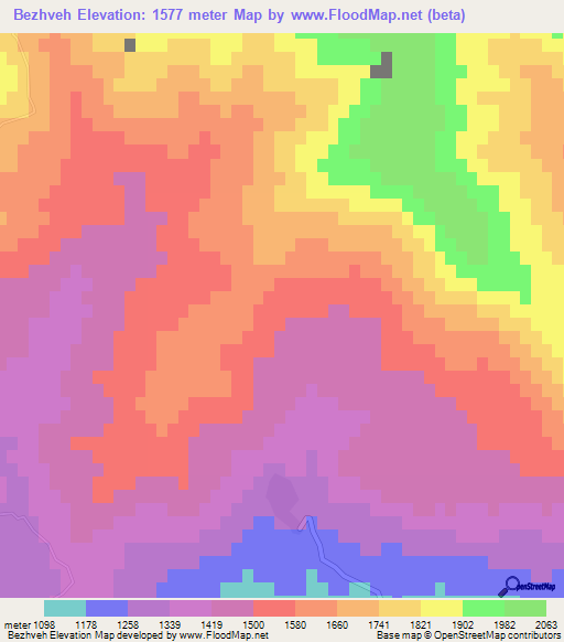 Bezhveh,Iran Elevation Map