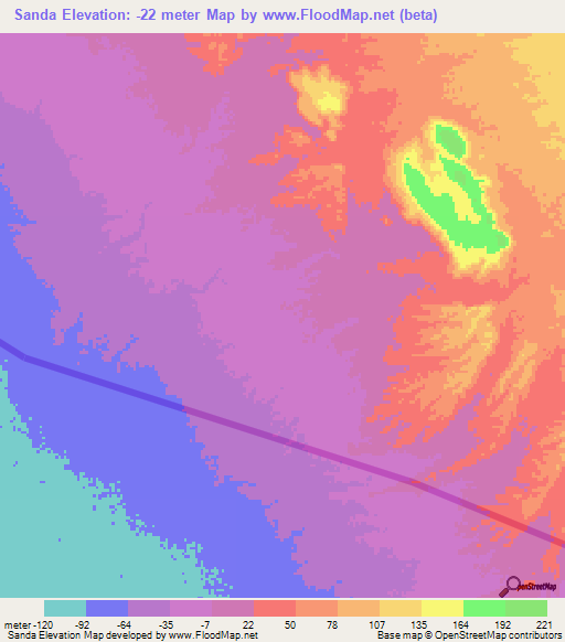 Sanda,Eritrea Elevation Map