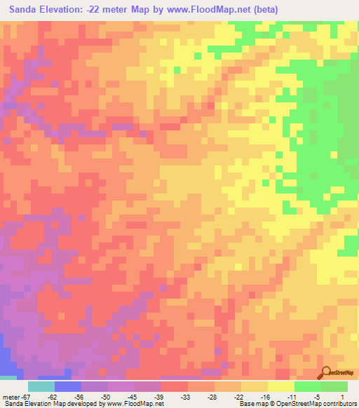 Sanda,Eritrea Elevation Map