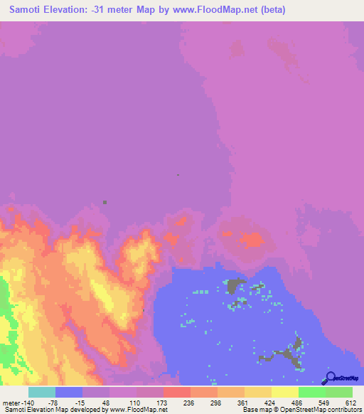 Samoti,Eritrea Elevation Map