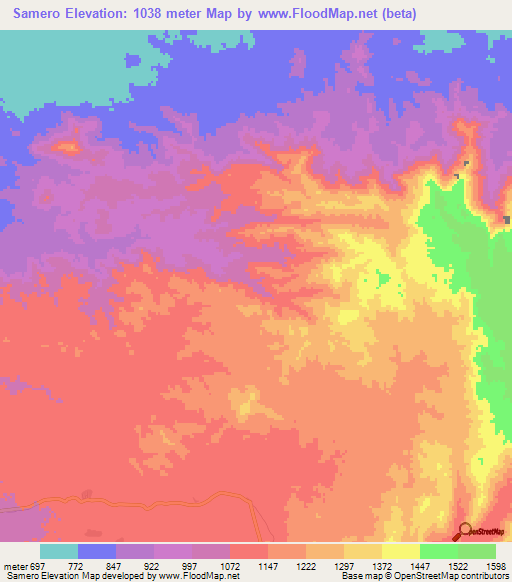 Samero,Eritrea Elevation Map