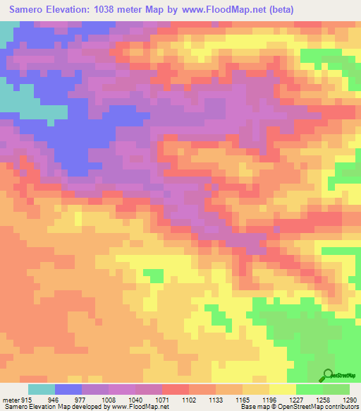 Samero,Eritrea Elevation Map