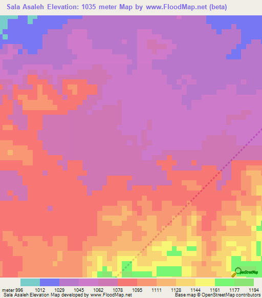 Sala Asaleh,Ethiopia Elevation Map