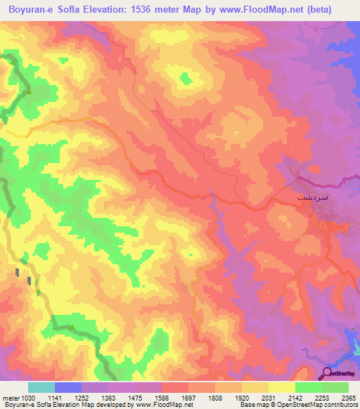 Boyuran-e Sofla,Iran Elevation Map
