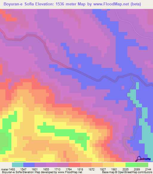 Boyuran-e Sofla,Iran Elevation Map