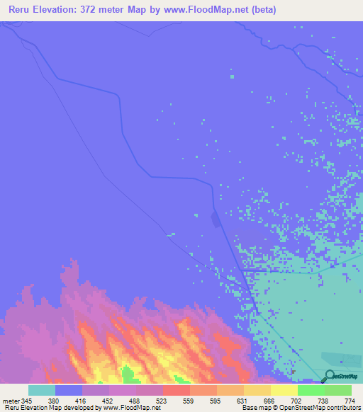 Reru,Ethiopia Elevation Map