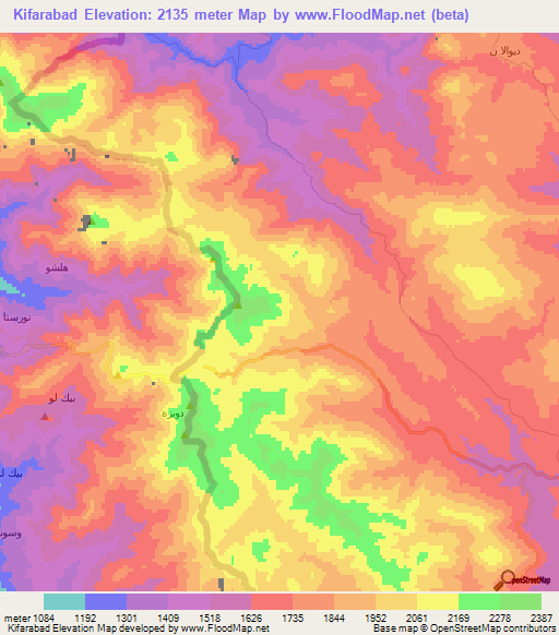 Kifarabad,Iran Elevation Map
