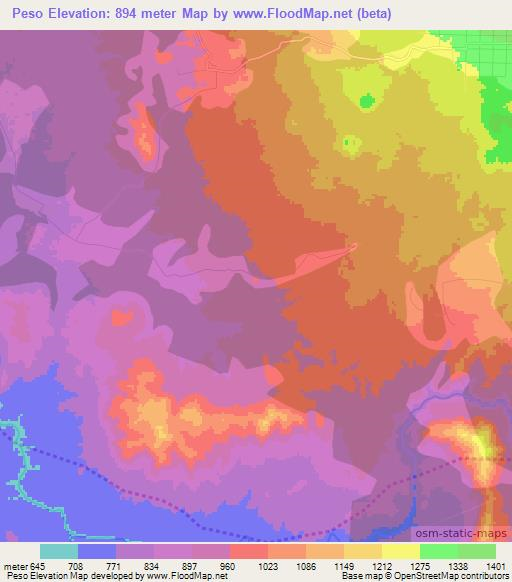 Peso,Ethiopia Elevation Map