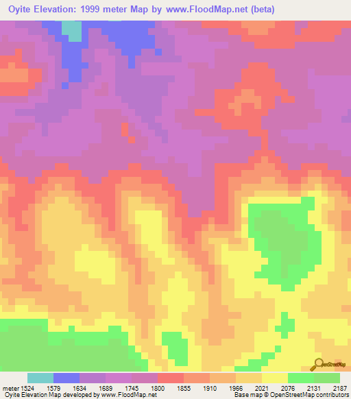 Oyite,Ethiopia Elevation Map