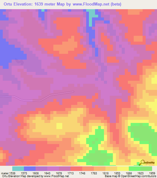 Ortu,Ethiopia Elevation Map