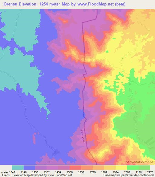 Orensu,Ethiopia Elevation Map