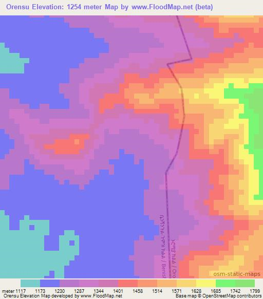 Orensu,Ethiopia Elevation Map