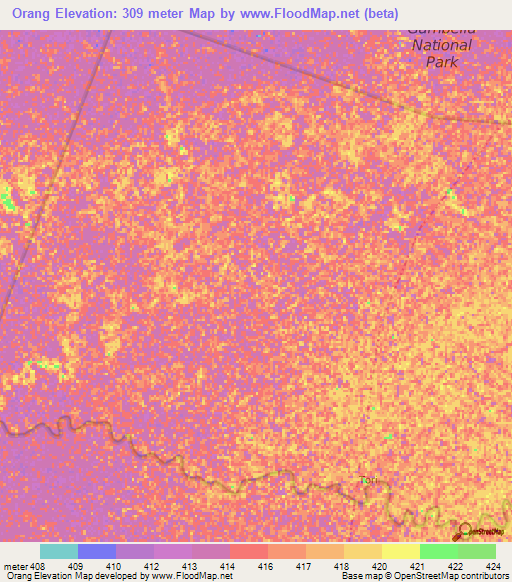 Orang,Ethiopia Elevation Map