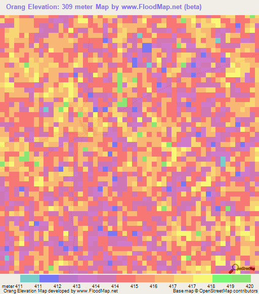 Orang,Ethiopia Elevation Map