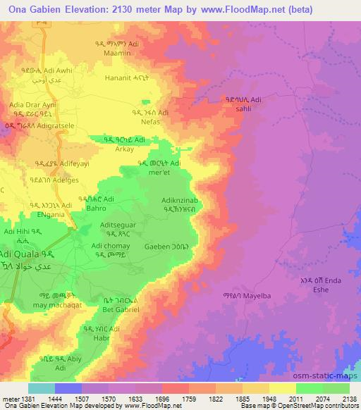 Ona Gabien,Eritrea Elevation Map