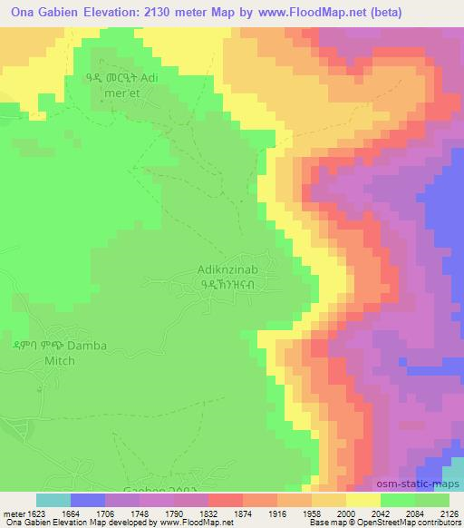 Ona Gabien,Eritrea Elevation Map