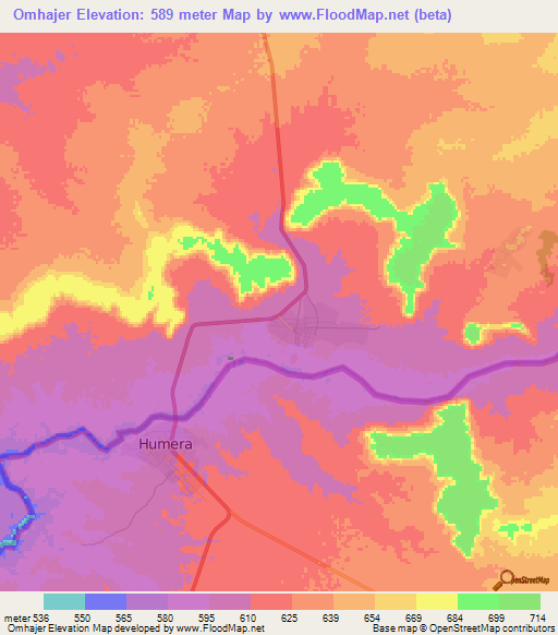 Omhajer,Eritrea Elevation Map