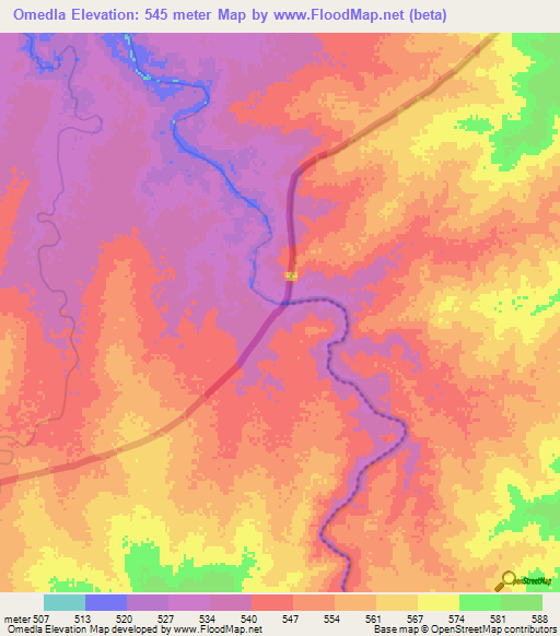 Omedla,Ethiopia Elevation Map
