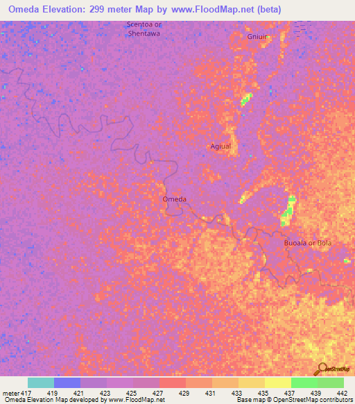 Omeda,Ethiopia Elevation Map