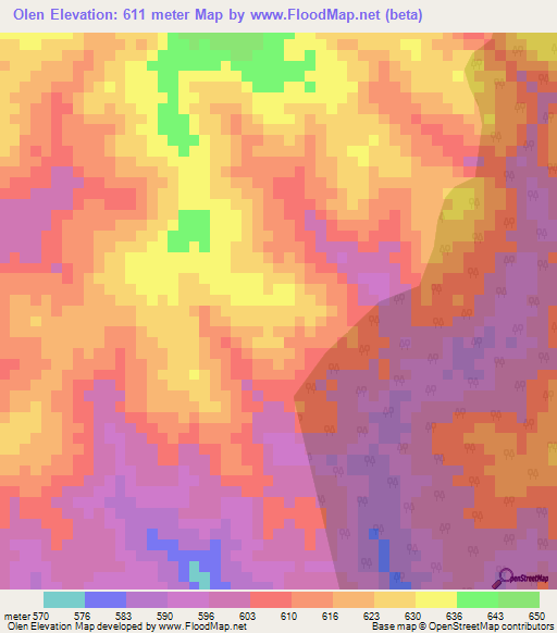 Olen,Ethiopia Elevation Map
