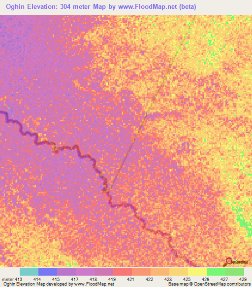 Oghin,Ethiopia Elevation Map