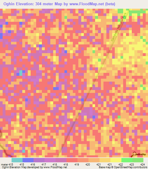 Oghin,Ethiopia Elevation Map