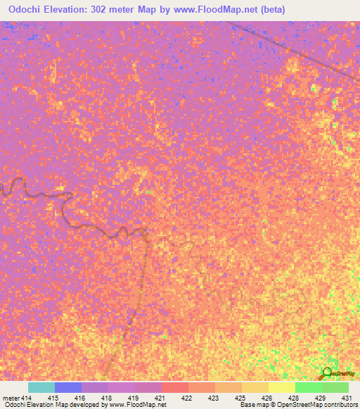 Odochi,Ethiopia Elevation Map