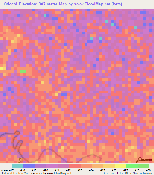 Odochi,Ethiopia Elevation Map