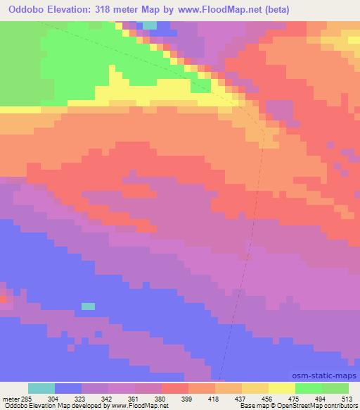 Oddobo,Ethiopia Elevation Map