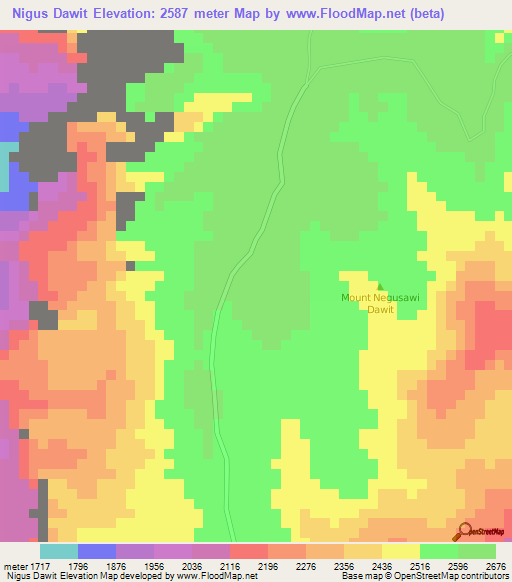 Nigus Dawit,Ethiopia Elevation Map
