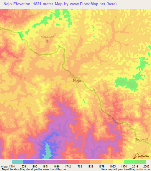 Nejo,Ethiopia Elevation Map