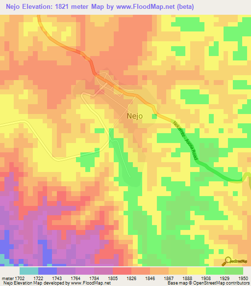 Nejo,Ethiopia Elevation Map