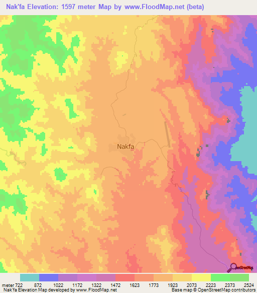 Nak'fa,Eritrea Elevation Map
