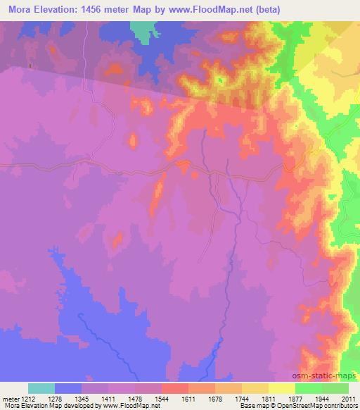 Mora,Ethiopia Elevation Map