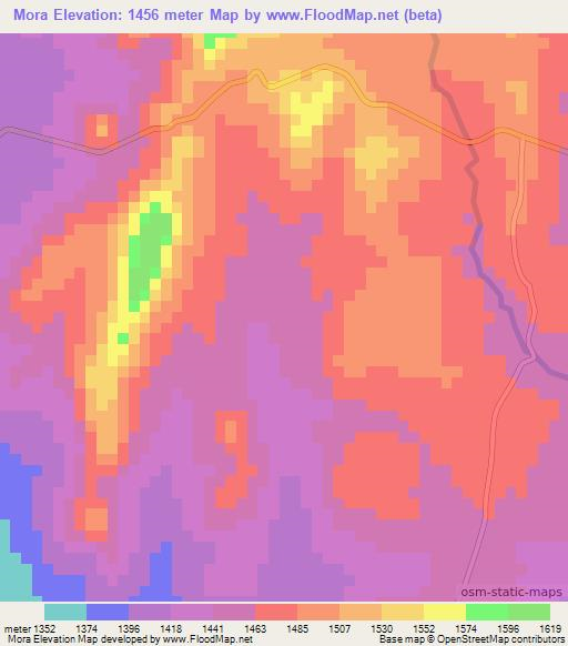 Mora,Ethiopia Elevation Map
